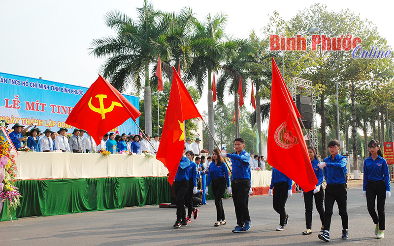 Đội hình cờ Đảng, cờ Tổ quốc, cờ Đoàn được diễu hành đầu tiên. Đây là những biểu tượng cho lý tưởng, niềm tin chiến thắng, bản lĩnh, trí tuệ của Đảng, sự trường tồn của Tổ quốc và thể hiện niềm kiêu hãnh, tự hào của thanh niên về truyền thống cách mạng.