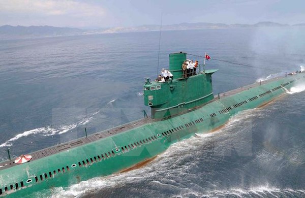 Tàu ngầm 748 của Quân đội Triều Tiên tại một địa điểm không xác định hồi tháng 6/2014