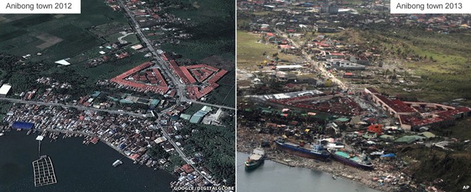 Miền trung Philippines trước và sau siêu bão Haiyan