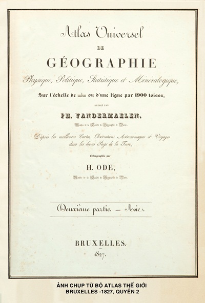 Ảnh bìa của tập 2, trong tập này, Việt Nam được giới thiệu trong các  tấm bản đồ số 97, 105, 106, 110 đều có ghi chú rõ ràng, quần đảo  Hoàng Sa (Paracels) thuộc chủ quyền của Đế chế An Nam  (Empire d’An-nam).