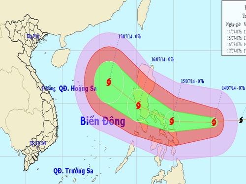 Bão Rammasun mạnh cấp 10, tiếp tục hướng về biển Đông