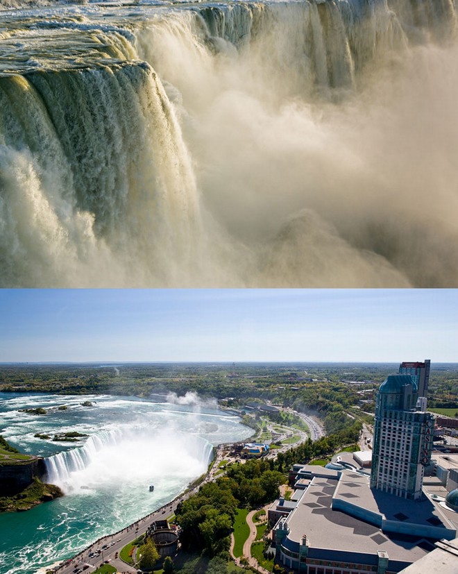 Vẻ đẹp hùng vĩ của thác Niagara nằm ở biên giới Mỹ và Canada vốn đã quen thuộc với nhiều du khách. Nhưng ít ai biết rằng ngay bên cạnh thác là nhịp sống hiện đại với tòa nhà cao tầng và xe cộ tấp nập.