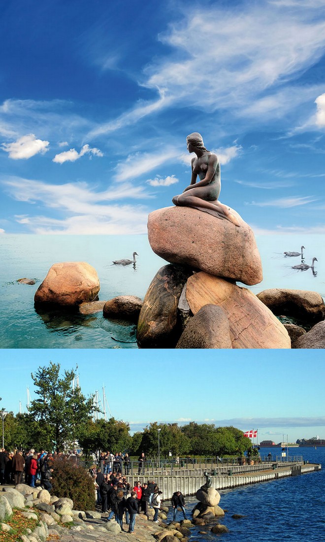 Bức tượng Nàng tiên cá (The Little Mermaid) ngồi trên mỏm đá được lấy cảm hứng từ câu chuyện cổ tích của đại văn hào Andersen là điểm đến thu hút hàng triệu du khách đến với Copenhagen, Đan Mạch mỗi năm. Tuy nhiên, khi đến đây, không ít người ngỡ ngàng vì kích thước thực của bức tượng.