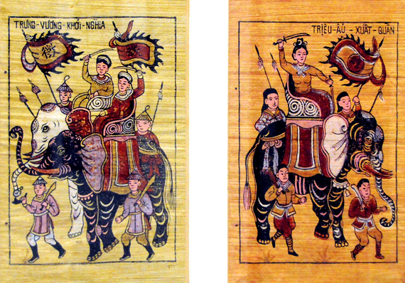 Những câu chuyện lịch sử được diễn đạt bằng ngôn ngữ nghệ thuật bình dị, trong sáng  trong tác phẩm tranh Đông Hồ - “Hai Bà Trưng – Bà Triệu”.