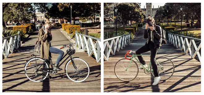 Peter và Zuzu đạp xe khám phá công viên Victoria, Australia.