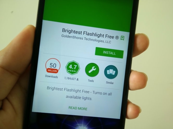 Ứng dụng Brightest Flashlight Free - Ảnh: Đ.Thiện