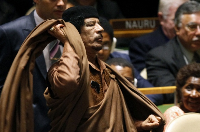 Các bài phát biểu của cựu lãnh đạo Libya Muammar Gaddafi nằm trong những đề tài gây tranh cãi và dài nhất tại LHQ. Năm 2009, ông Gaddafi đã phát biểu trong 90 phút thay vì 15 phút như đã đăng ký.