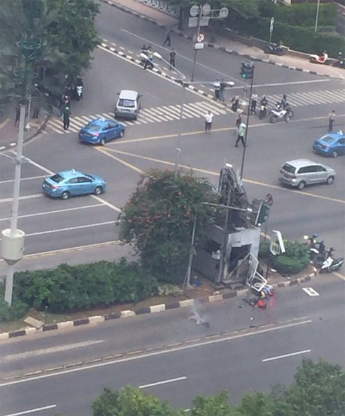 Indonesia, Jakarta, hiện trường, bom, súng, đạn, nổ Indonesia, Jakarta, hiện trường, bom, súng, đạn, nổ