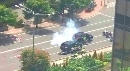 Indonesia, Jakarta, hiện trường, bom, súng, đạn, nổ Indonesia, Jakarta, hiện trường, bom, súng, đạn, nổ