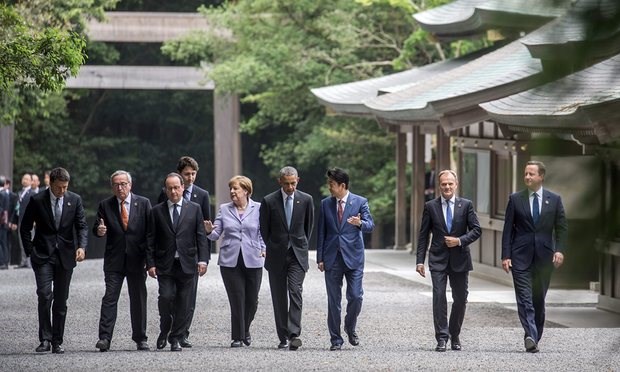 Các nhà lãnh đạo G7 tại đền Shinto Ise (Nguồn: EPA)
