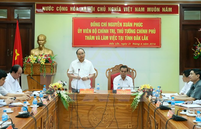 Thủ tướng Nguyễn Xuân Phúc phát biểu kết luận tại cuộc làm việc với lãnh đạo chủ chốt tỉnh Đắk Lắk
