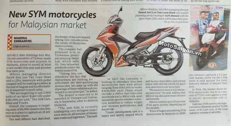 Hình ảnh SYM Super Moped 175i , mẫu xe tay côn Underbone mới của SYM xuất hiện trên báo Malaysia