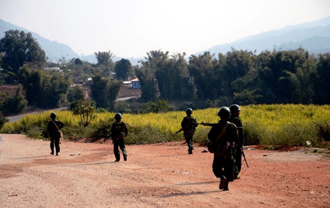 Quân đội Myanmar ở Kokang. 