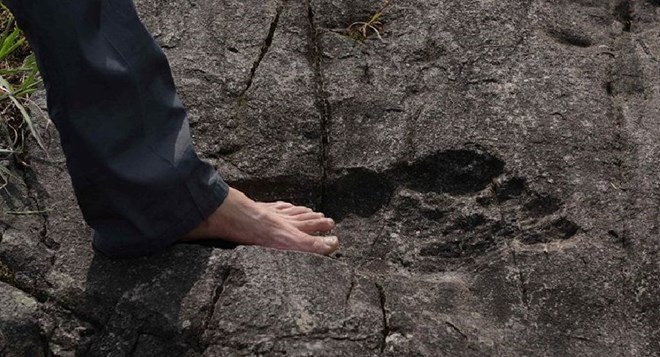 Dấu chân người khổng lồ hóa thạch được phát hiện ở làng Pingyan.