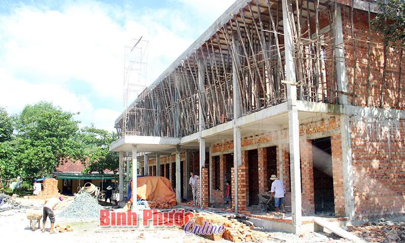 Các phòng học của Trường tiểu học Minh Hưng B dự kiến hoàn thành vào tháng 10-2016