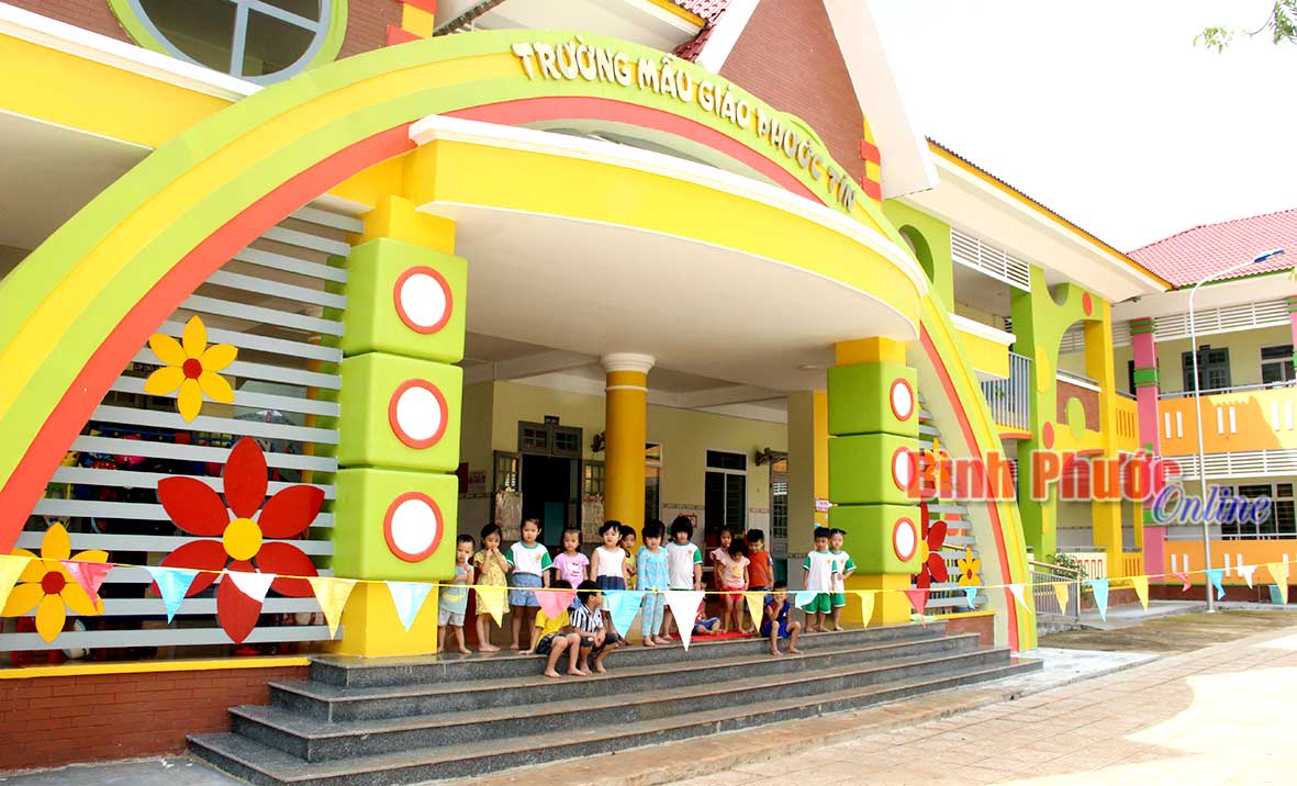 Trường mẫu giáo Phước Tín trang trí với nhiều màu sắc đẹp mắt