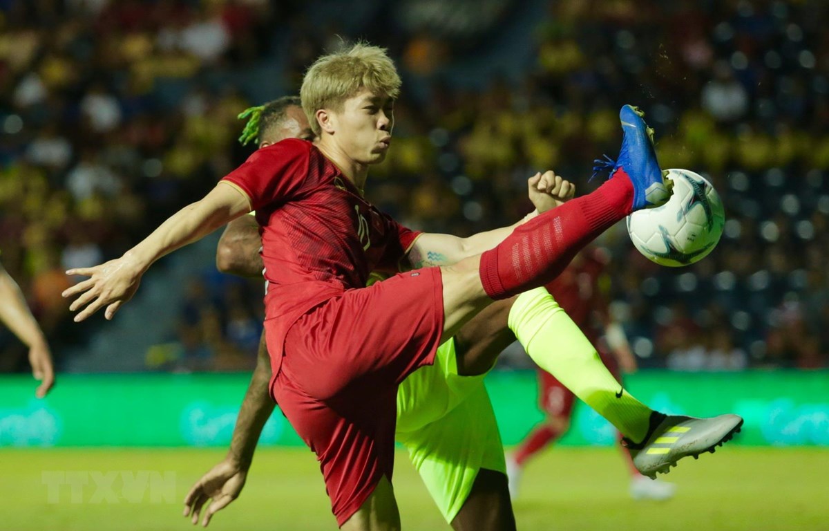 Công Phượng trong màu áo tuyển Vệt Nam. (Ảnh: Minh Tiến/TTXVN)