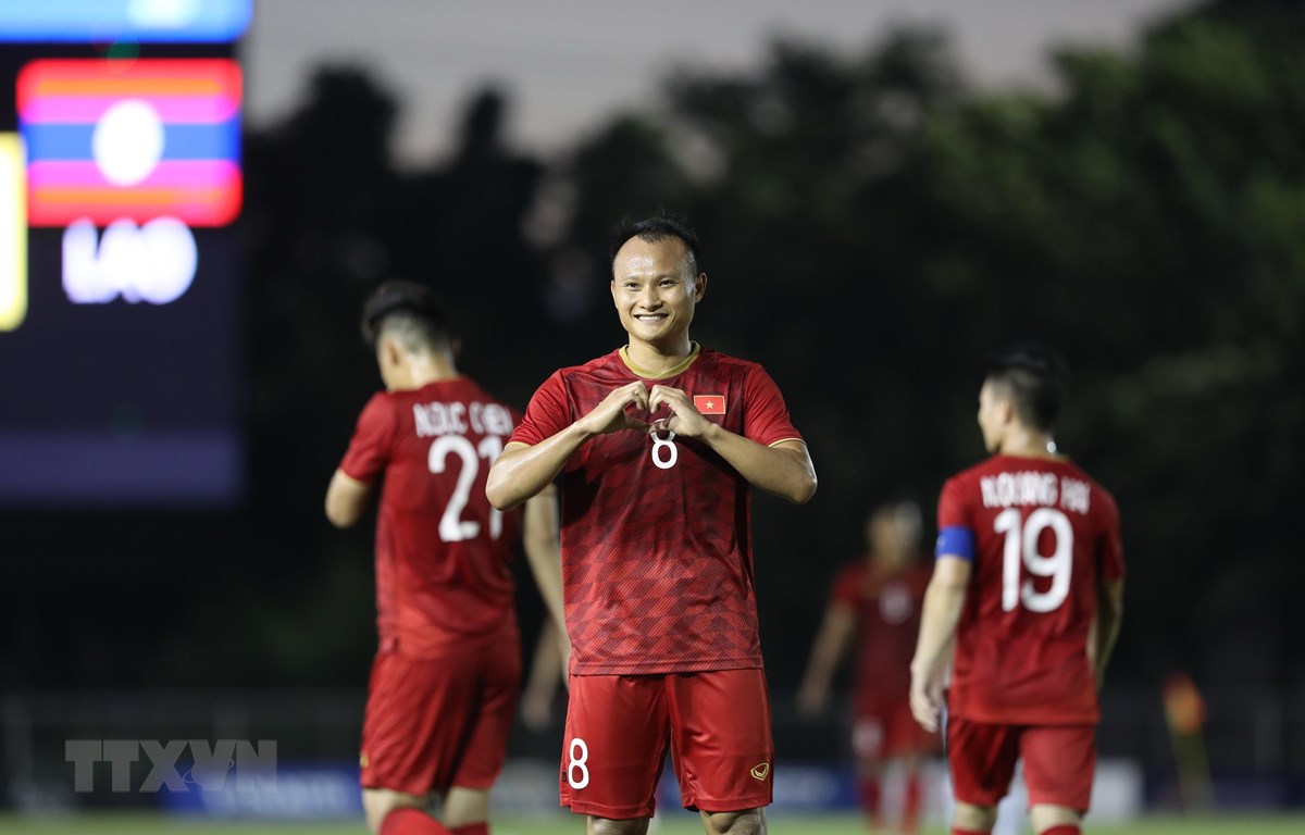 U22 Việt Nam quyết thắng U22 Singapore. (Ảnh: Ho&agrave;ng Linh/TTXVN)