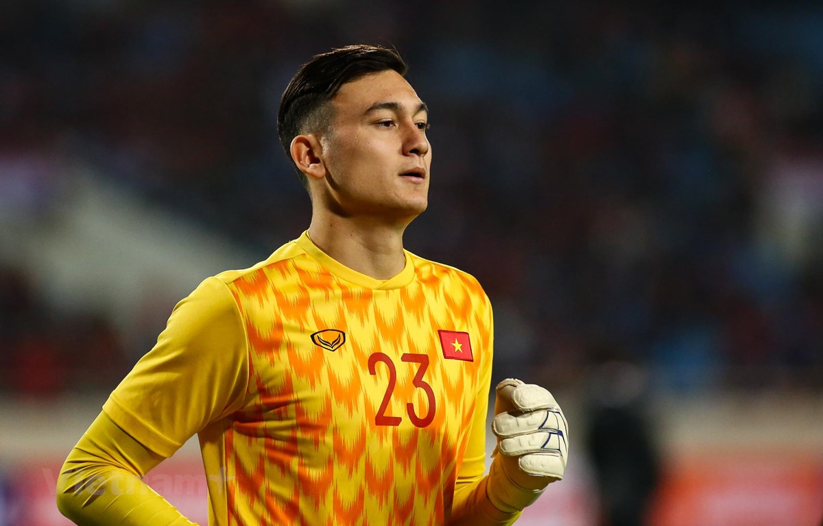 Thủ môn Đặng Văn Lâm tự tin về khả năng đi tiếp của tuyển Việt Nam tại vòng loại World Cup 2022. (Ảnh: Nguyên An/Vietnam+)