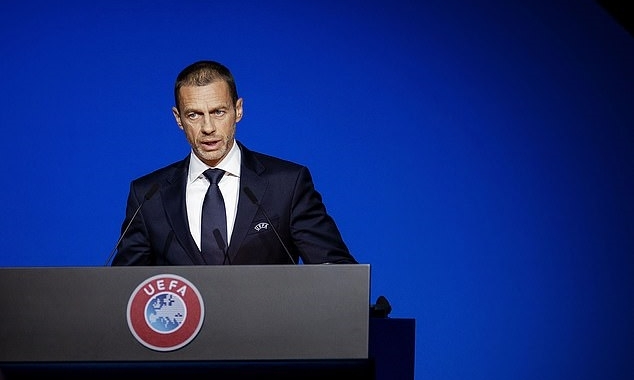 Chủ tịch UEFA Aleksander Ceferin tham dự buổi họp từ chiều 17/3. Ảnh: AFP.