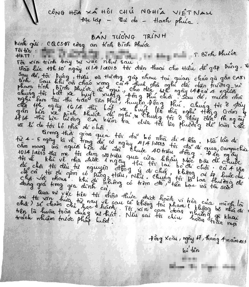 bản tường trình