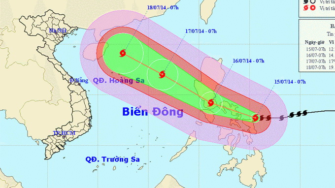 Bão Rammasun mạnh thêm, giật đến cấp 15, 16