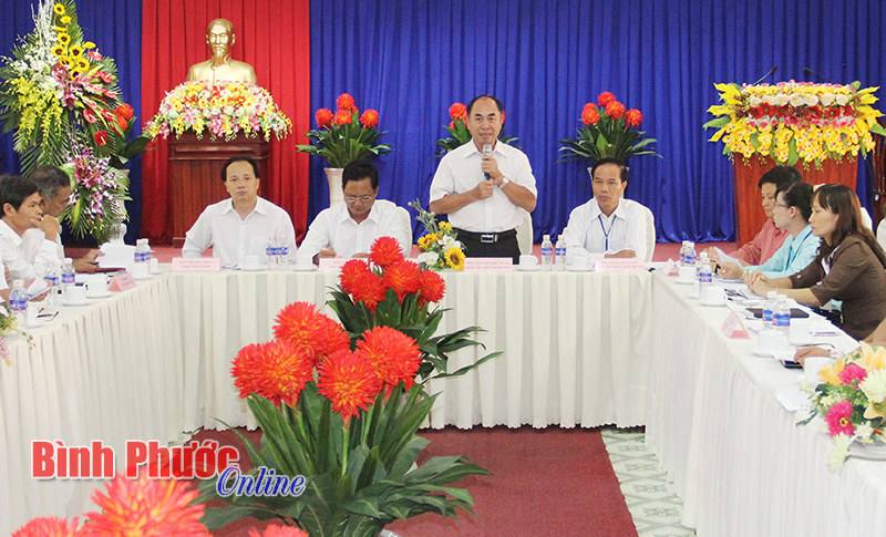 Ph&oacute; chủ tịch HĐND tỉnh Nguyễn Tiến Dũng ph&aacute;t biểu tại buổi l&agrave;m việc