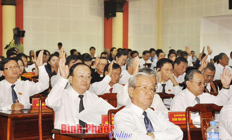 Các đại biểu HĐND tỉnh biểu quyết chương trình làm việc của kỳ họp