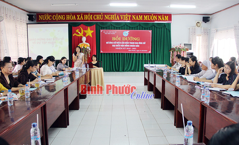 Chủ tịch Hội Li&ecirc;n hiệp phụ nữ tỉnh Nguyễn Thị Xu&acirc;n H&ograve;a ph&aacute;t biểu khai mạc lớp tập huấn