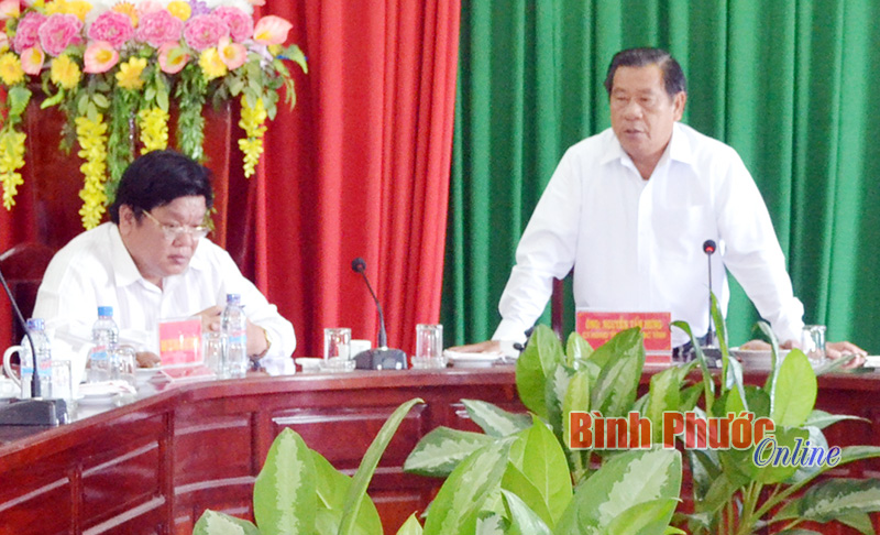 Chủ tịch Ủy ban bầu cử tỉnh Nguyễn Tấn Hưng ph&aacute;t biểu tại buổi l&agrave;m việc