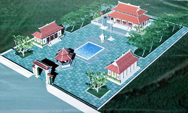 Phối cảnh khu nh&agrave; tưởng niệm c&aacute;c anh h&ugrave;ng liệt sĩ tại tại căn cứ Bộ chỉ huy qu&acirc;n giải ph&oacute;ng miền Nam Việt Nam