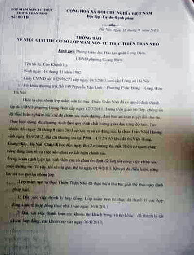 Vụ cháu bé tử vong nghi do sặc cháo: Trường mầm non chưa có giấy phép hoạt động 2