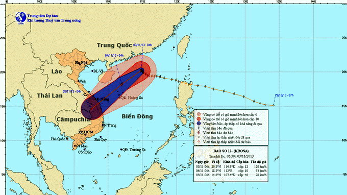 Bão số 12 ít dịch chuyển