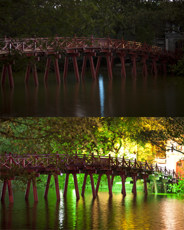 Đền Ngọc Sơn và Cầu Thê Húc cũng tham gia phong trào tiết kiệm điện trong giờ trái đất.