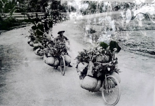 Với hơn 2 vạn người, đo&agrave;n d&acirc;n c&ocirc;ng xe thồ ng&agrave;y đ&ecirc;m vận chuyển lương thực, đạn dược l&ecirc;n mặt trận Điện Bi&ecirc;n Phủ
