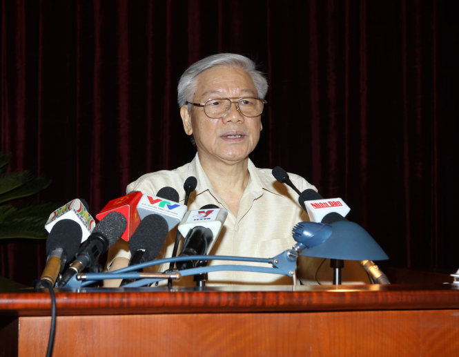 Tổng bí thư Nguyễn Phú Trọng phát biểu tại hội nghị - Ảnh: TTXVN