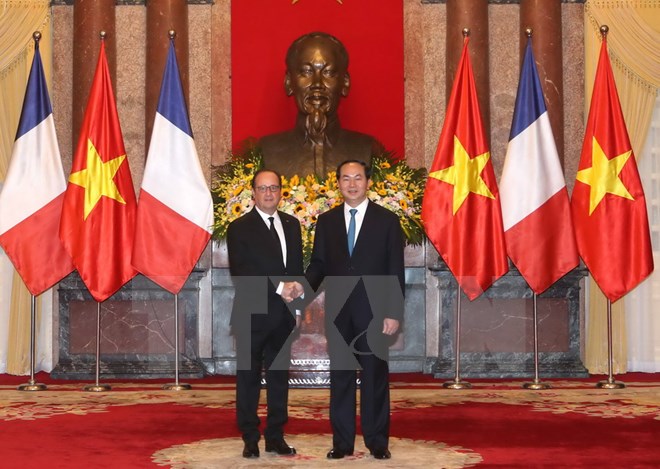 Chủ tịch nước Trần Đại Quang v&agrave; Tổng thống Ph&aacute;p Francois Hollande