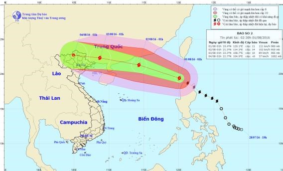 Bão Nida đã đi vào Biển Đông, trở thành cơn bão số 2