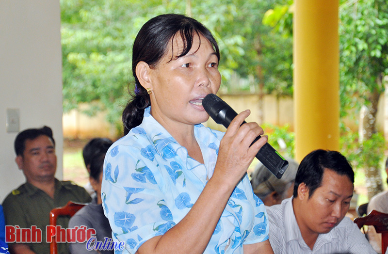 Bà Mai Thị Theo, cử tri xã Minh Đức kiến nghị vấn đề đường giao thông nông thôn hư hỏng nhiều, cần sớm được tu bổ 