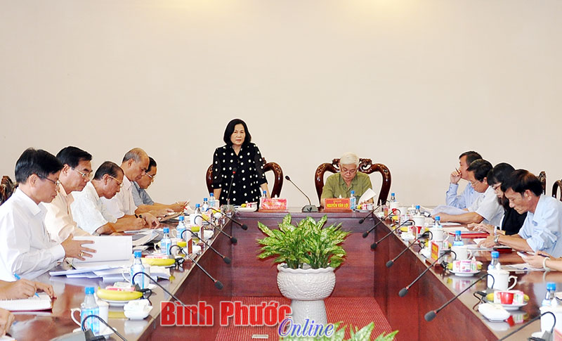 Ph&oacute; ch&aacute;nh văn ph&ograve;ng Trung ương Đảng Trần Thanh B&igrave;nh ph&aacute;t biểu tại buổi l&agrave;m việc