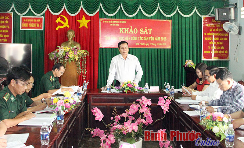 Phó ban Dân vận Tỉnh ủy Trịnh Thanh Tuệ phát biểu tại buổi khảo sát