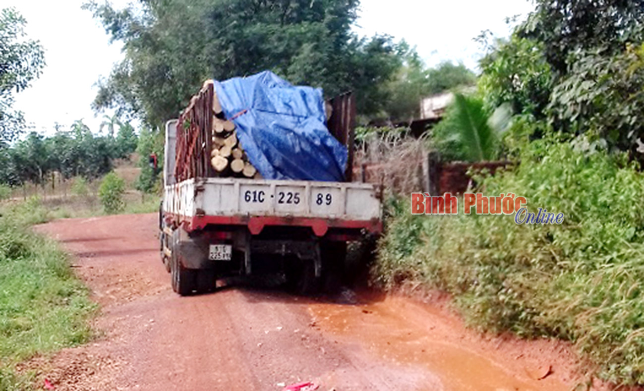 Một trong những chiếc xe né trạm bắt đầu “chui vào” đường liên thôn ở ấp Suối Binh