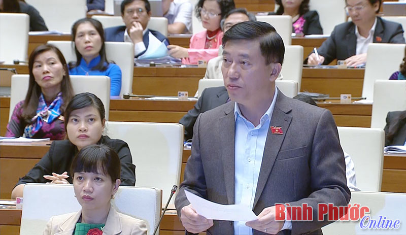 Đại biểu Nguyễn Tuấn Anh, Đo&agrave;n đại biểu Quốc hội tỉnh B&igrave;nh Phước ph&aacute;t biểu thảo luận tại hội trường Di&ecirc;n Hồng