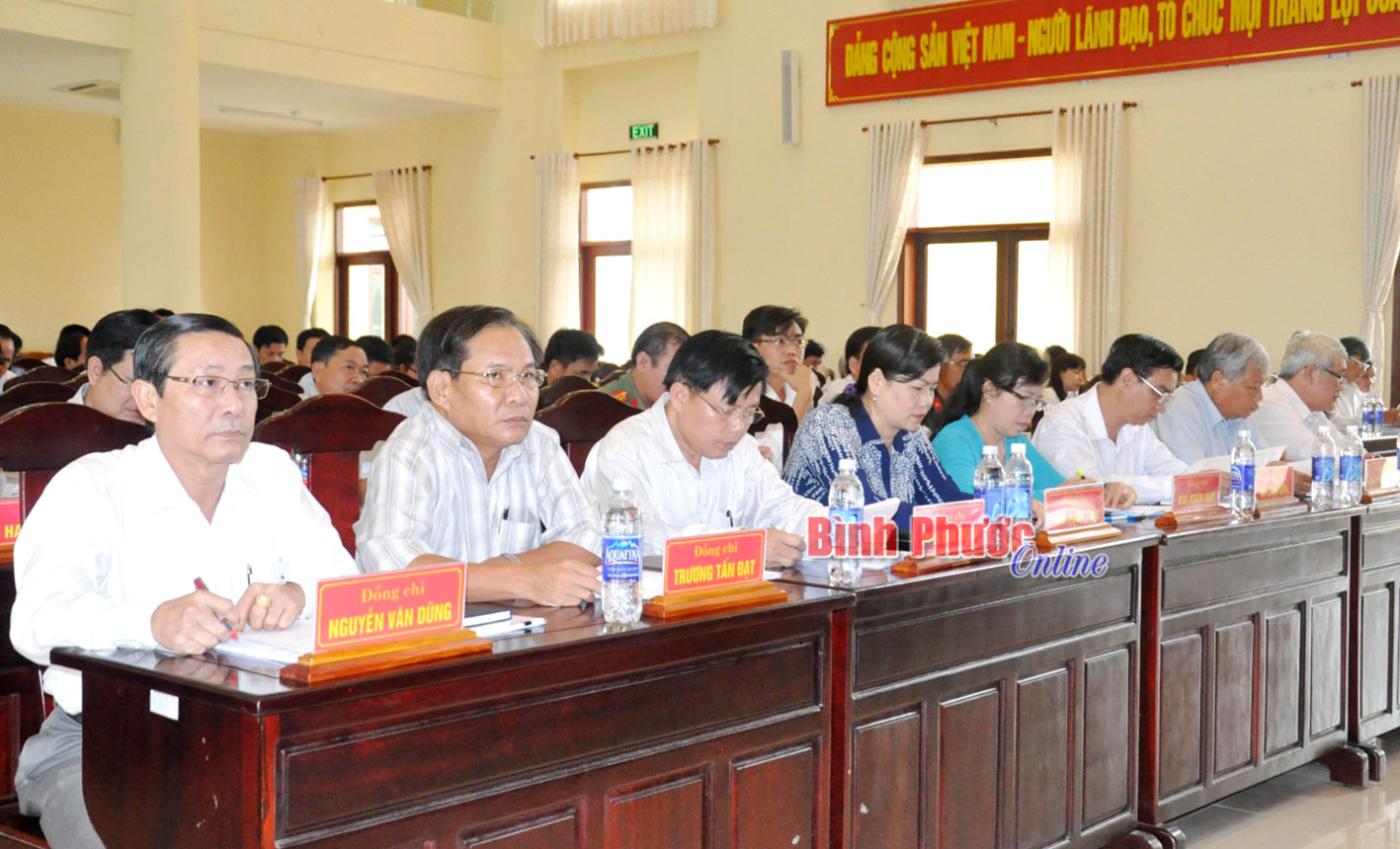 C&aacute;c đại biểu dự hội nghị lần thứ 13 Ban Chấp h&agrave;nh Đảng bộ huyện kh&oacute;a XI (mở rộng)