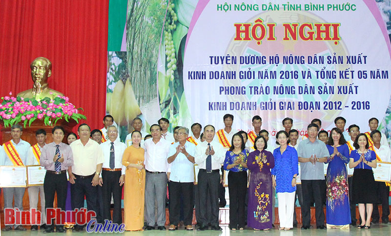 97 hộ n&ocirc;ng d&acirc;n sản xuất, kinh doanh giỏi được tuy&ecirc;n dương v&agrave; nhận bằng khen của UBND tỉnh tại buổi lễ