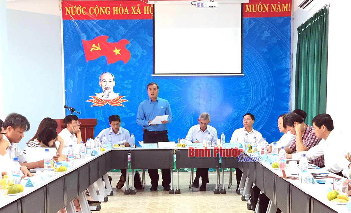 Chủ tịch Liên đoàn Lao động tỉnh Nguyễn Hồng Trà phát biểu tại tọa đàm