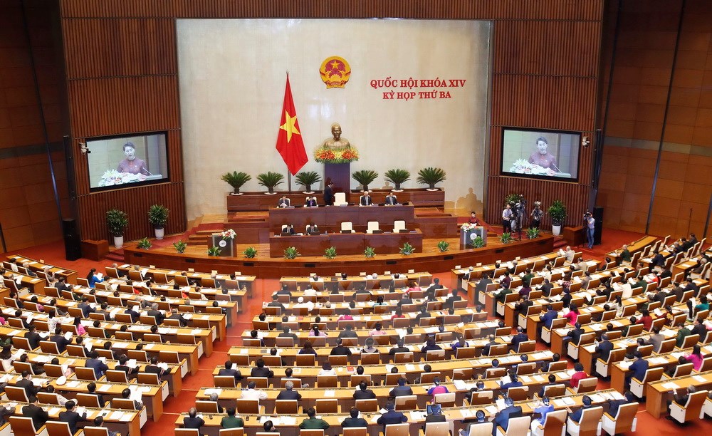 Lễ khai mạc Kỳ họp thứ ba, Quốc hội khoá XIV được tổ chức trọng thể tại Nhà Quốc hội ở Thủ đô Hà Nội. (Ảnh: Văn Điệp/TTXVN)