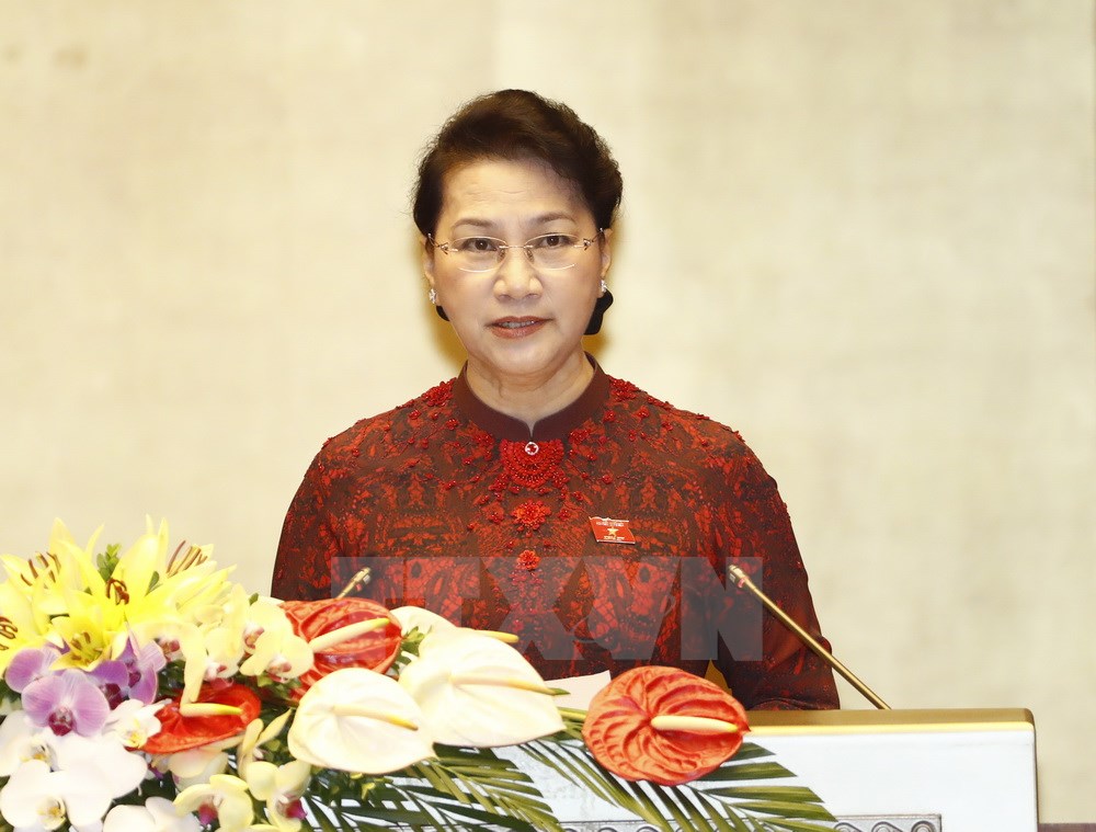 Chủ tịch Quốc hội Nguyễn Thị Kim Ngân phát biểu khai mạc. (Ảnh: Thống Nhất/TTXVN)
