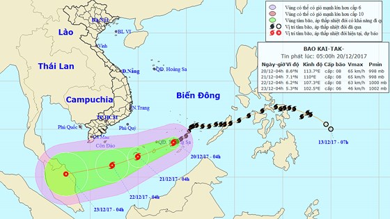 Bão Kai-tak giật cấp 11, di chuyển theo hướng Tây Tây Nam ảnh 1