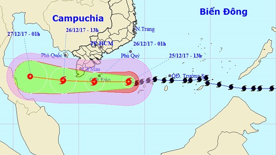 Bão số 16 - bão Tembin đang di chuyển lệch về phía Nam ảnh 2